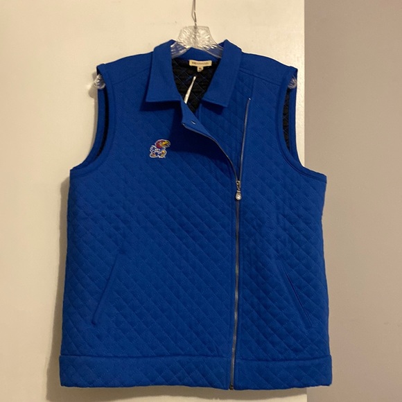 UG Apparel Women’s Blue KU Jayhawks Quilted Full Zip Vest - Picture 1 of 7
